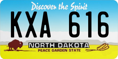 ND license plate KXA616