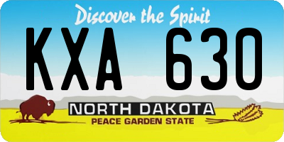 ND license plate KXA630