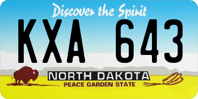 ND license plate KXA643