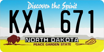 ND license plate KXA671