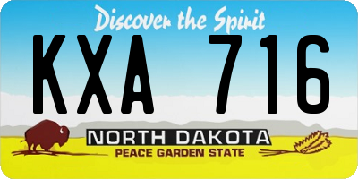 ND license plate KXA716