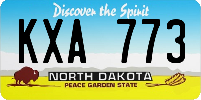 ND license plate KXA773