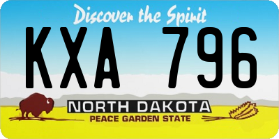 ND license plate KXA796