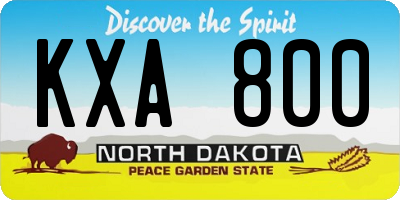 ND license plate KXA800
