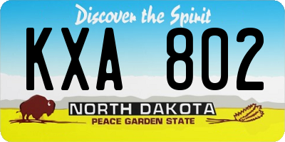 ND license plate KXA802