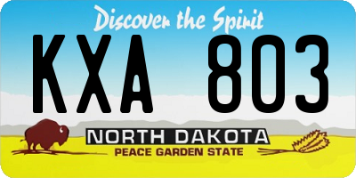 ND license plate KXA803