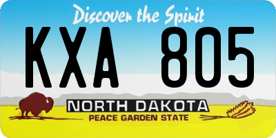 ND license plate KXA805