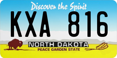 ND license plate KXA816