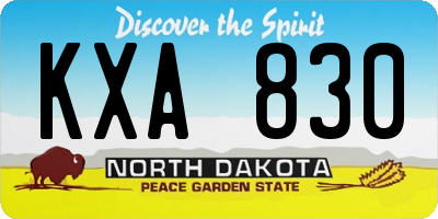 ND license plate KXA830