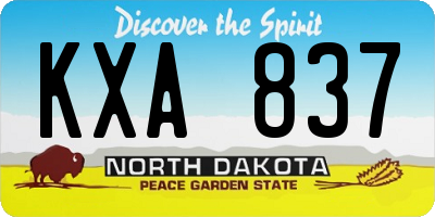 ND license plate KXA837