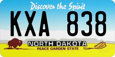 ND license plate KXA838