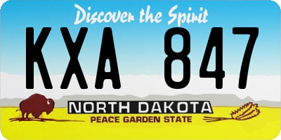 ND license plate KXA847