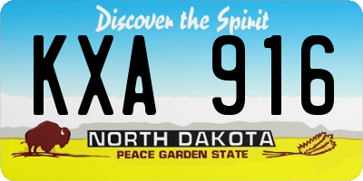 ND license plate KXA916