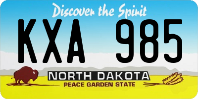 ND license plate KXA985