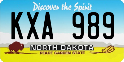 ND license plate KXA989