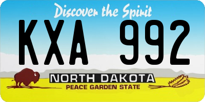 ND license plate KXA992