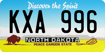 ND license plate KXA996