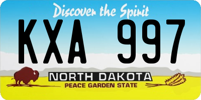ND license plate KXA997