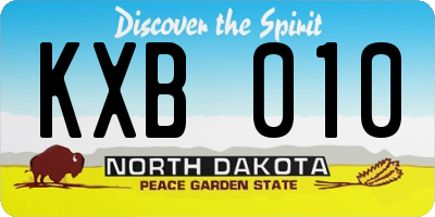 ND license plate KXB010