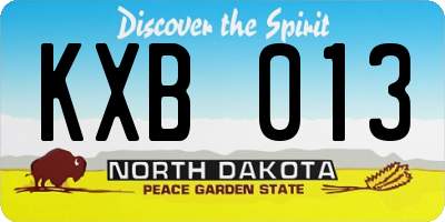 ND license plate KXB013