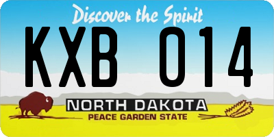 ND license plate KXB014