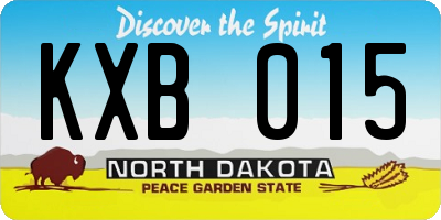 ND license plate KXB015