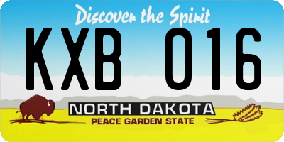 ND license plate KXB016
