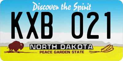 ND license plate KXB021