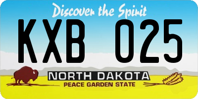 ND license plate KXB025