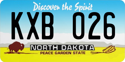 ND license plate KXB026