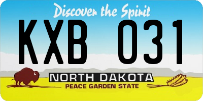 ND license plate KXB031