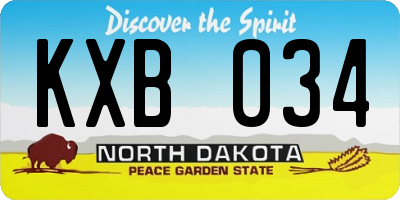 ND license plate KXB034