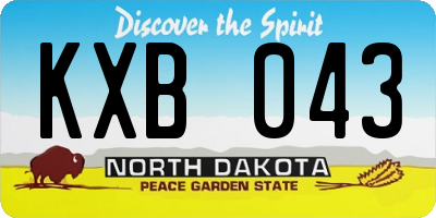 ND license plate KXB043