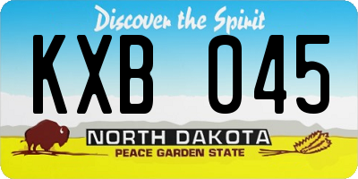 ND license plate KXB045
