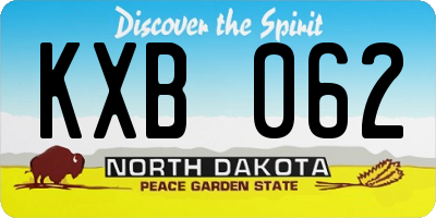 ND license plate KXB062