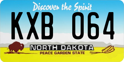 ND license plate KXB064
