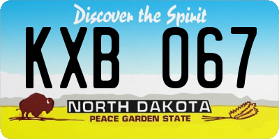 ND license plate KXB067