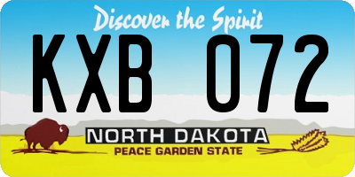 ND license plate KXB072