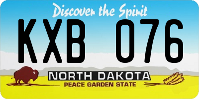 ND license plate KXB076