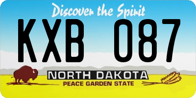 ND license plate KXB087