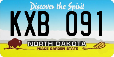 ND license plate KXB091
