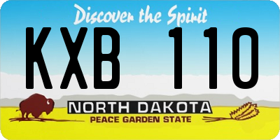 ND license plate KXB110
