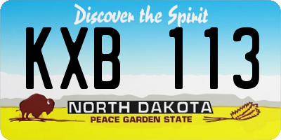 ND license plate KXB113