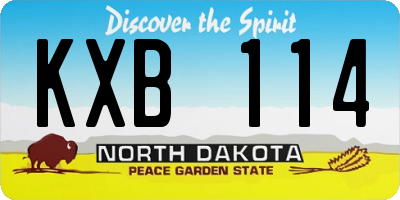 ND license plate KXB114