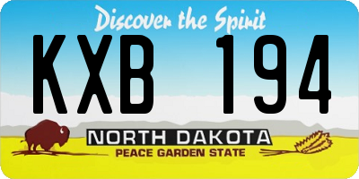 ND license plate KXB194