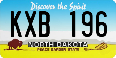 ND license plate KXB196