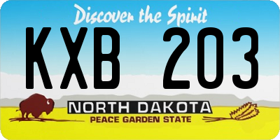 ND license plate KXB203