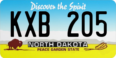 ND license plate KXB205