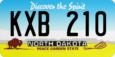 ND license plate KXB210