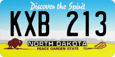 ND license plate KXB213